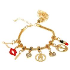 Pulseira Pingente Berloque Estética Beleza Moda Folheado 18k - Milena 