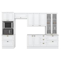 Cozinha Modulada Americana 5 Peças com Cristaleira Branco HP  Henn