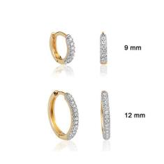 Kit 2 Pares de Brinco de Argola Em Ouro 18k Com Zircônias - AGAPRIME J