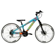 Bicicleta Aro 26 Vikingx Tuff 21v Alumínio Freeride DH Aro Vmaxx Branco Câmbios Shimano Freio Disco-Unissex