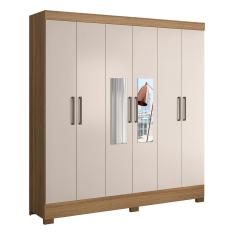 Guarda Roupa Casal Prático 6 Portas com Espelho - Demóbile