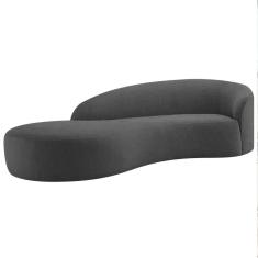 Divã Recamier Orgânico França 160cm Lado Direito Linho Cinza Escuro