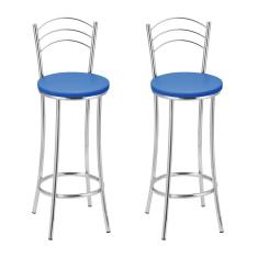Kit 2 Banquetas Bc26-b A103 Cromada/azul