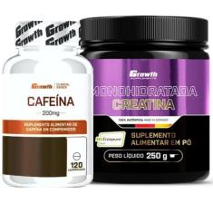 Cafeina Pura 200mg 120 Caps + Creatina 250g Creapure Growth