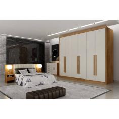 Guarda Roupa Casal 6 Portas 8 Gavetas - Maldivas-Cumaru/Fendi - Móveis Novo Horizonte