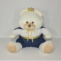 Urso De Pelúcia Príncipe Realeza Grande 50 cm Azul Marinho - PolyBaby