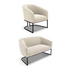 Sofá Namoradeira e Poltrona Industrial Preto Stella Bouclê D03 - D'Rossi