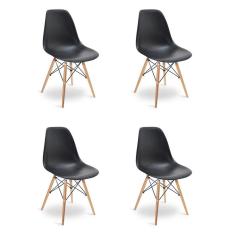 Kit 04 Cadeiras Eiffel Charles Eames Base Madeira Sala de Jantar Preto - SSX Multicoisas