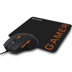 Mouse Gamer Multilaser 3200Dpi Preto / Laranja + Mouse Pad Mo274 29872