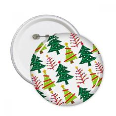 Árvore de Natal feliz ilustração verde pinos redondos emblema botão decoração roupas presente 5 peças
