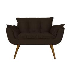 Namoradeira Decorativa Estofada Para Consultório Opala Suede Marrom - LM DECOR
