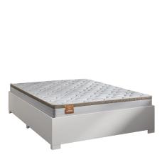 Cama Box Casal Desmontável Com Colchão Molas Ensacadas Real 138x188x58cm Bege / Branco Inducol - Suporta até 130Kg Por Pessoa