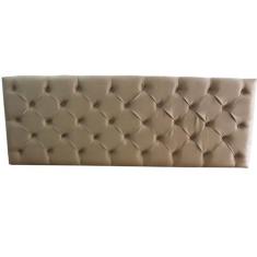 Cabeceira Cama Box Queen Capitonê Suede  Liso Bege 160X60 Rbl