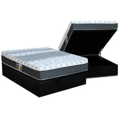 Cama Box Baú Casal: Colchão Molas Castor Bonnel System Class One Face + Base CRC Courano Black(138x188)