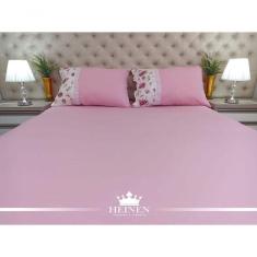 Jogo De Cama Casal 3 Pçs Em Malha 100% Algodão Rosa