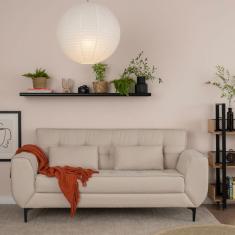 Sofá 3 Lugares Piacenza Linho Bege 202 cm