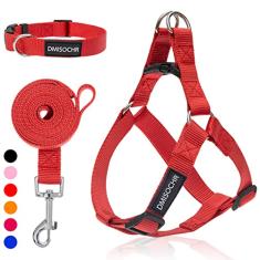 Peitoral antipuxão para cães – Conjunto de coleira ajustável para cães pequenos, médios e grandes – Peitoral macio à prova de fuga para caminhadas, treinamento, caminhadas, atividades ao ar livre