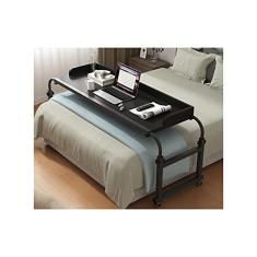 SilteD Mesa de cabeceira Mesa de cabeceira móvel com rodas Mesa de enfermagem cruzada Mesa de computador para comer na cama com comprimento e altura ajustáveis