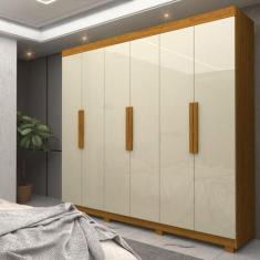 Guarda Roupa Casal 6 Portas 2 Gavetas com Pés Império Gelius