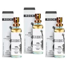 Kit 3 Perfume Rock Masculino Amakha Paris Bolso Ou Bolsa