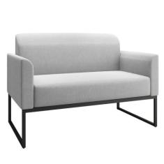 Namoradeira Marisa Linho Cinza Base Metálica Preto D'rossi - DROSSI