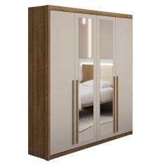 Guarda Roupa Solteiro Dubai Com Espelho 4 Portas Nature Fendi Vr