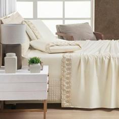 Jogo De Lençol Queen Supreme Percal 400 Fios Acetinado 4 Peças Vanilla