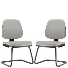 Kit 02 Cadeiras Para Escritório Job L02 Fixa Linho Cinza - LYAM DECOR
