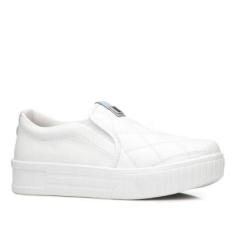 Tenis Pegada Feminino em Couro Branco 212513-01-Feminino