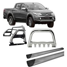 Kit Quebra Mato +Estribo Plat +Santo Anto H2 L200 20 Cromado