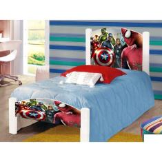 Cama Infantil Solteiro Adesivada Vingadores Branco