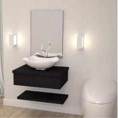 Bancada para Banheiro Cuba Abaulada L42 com Prateleira 605w Metrópole Compace Preto Onix