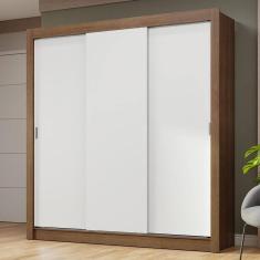 Guarda-Roupa Casal 3 Portas Correr Rustic/Branco