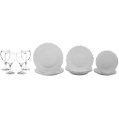 Aparelho de Jantar com Taça 16 Peças Nadir - Redondo Branco Pétala, Br