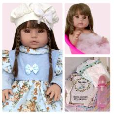 Bebe Reborne Menina Princesa Fofa Roupa Azul com Itens LOL - Cegonha R