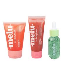 Kit Cuidado Facial Melu 3 itens Sabonete, Sabonete Esfoliante e Sérum 