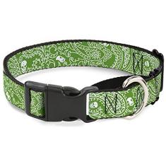 Buckle-Down Coleira para cães martingale - Bandana/caveiras roxa/branca - 2,54 cm de largura - serve para pescoços de 38,1-66,04 cm - Grande