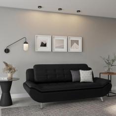 Sofá 3 Lugares Narciso Preto - Mobly