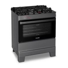 Fogão a Gás Mesa de Vidro Forno 84L Esmaltec IDEAL Top Glass Titanium 5 bocas Bivolt