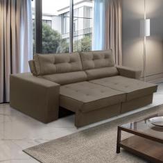 Sofá Retrátil e Reclinável 2 lugares 1,90m com Molas Mirela Suede Cappuccino Adonai Estofados