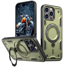 SORAKA Capa para iPhone 16 Pro Max com suporte para anel,compatível com MagSafe Capa iPhone 16 Pro Max com placa de metal para suporte magnético para carro Capa resistente que absorve choques