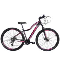 Bicicleta Aro 29 Ksw Mwza Feminina Alumínio 21v Câmbios Shimano Freio a Disco - Preto/Rosa