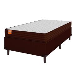 Cama Box Solteiro Colchão Molas Ensacadas 88x188x60cm Marrom/Branco Suporta Até 200kg Por Pessoa