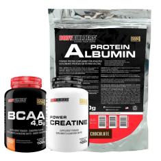 Kit Albumina + Creatina 100g + BCAA 100g - Bodybuilders-Unissex