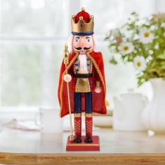 Enfeites de quebra-nozes de Natal, figuras de quebra-nozes de madeira de 15 polegadas, decoração tradicional de estátua de quebra-nozes, decorações clássicas de coleção de Natal para mesa de prateleir