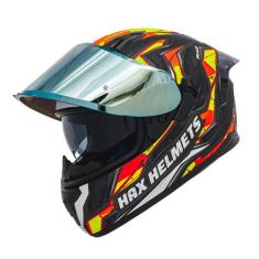 Capacete de motocicleta HAX OBSIDIAN Full Face Dual Visor DOT Blaze Or
