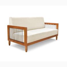 Sofá 2 Lugares Base de Madeira Mariana 160 cm Linho S04 - D'Rossi, Per