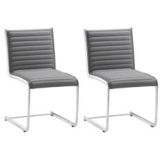 Kit 2 Cadeiras Escritório Fixa Cinza Sem Braços Cromada - Alezzi