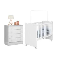 Quarto De Bebê Completo Doce Sonho Branco Com Rodízios Qmovi