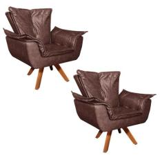 Poltrona Sala de Estar Giratória MM30 Kit 2 Opalla Corano D03 - D'Ross